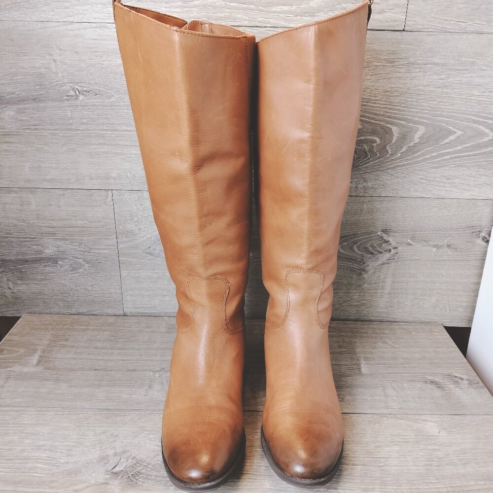 Sam Edelman Penny 2 Leather Knee High Riding Boots Womens 9.5 Brown Wide Calf - Picture 2 of 14